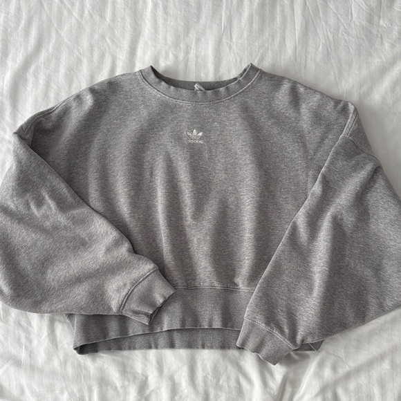 Adidas Heather Gray Cropped Pullover - Picture 2 of 5